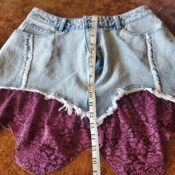 Hot Topic Red and Purple Skirt with Distressed Hem - Picture 9 of 10